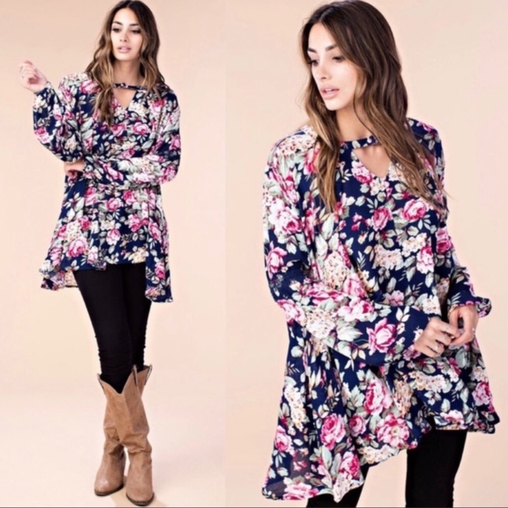 Navy Floral Tunic